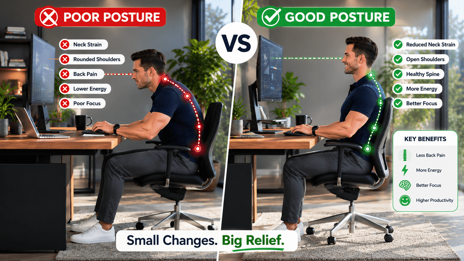 5 Minute Desk Workouts to Relieve Back Pain