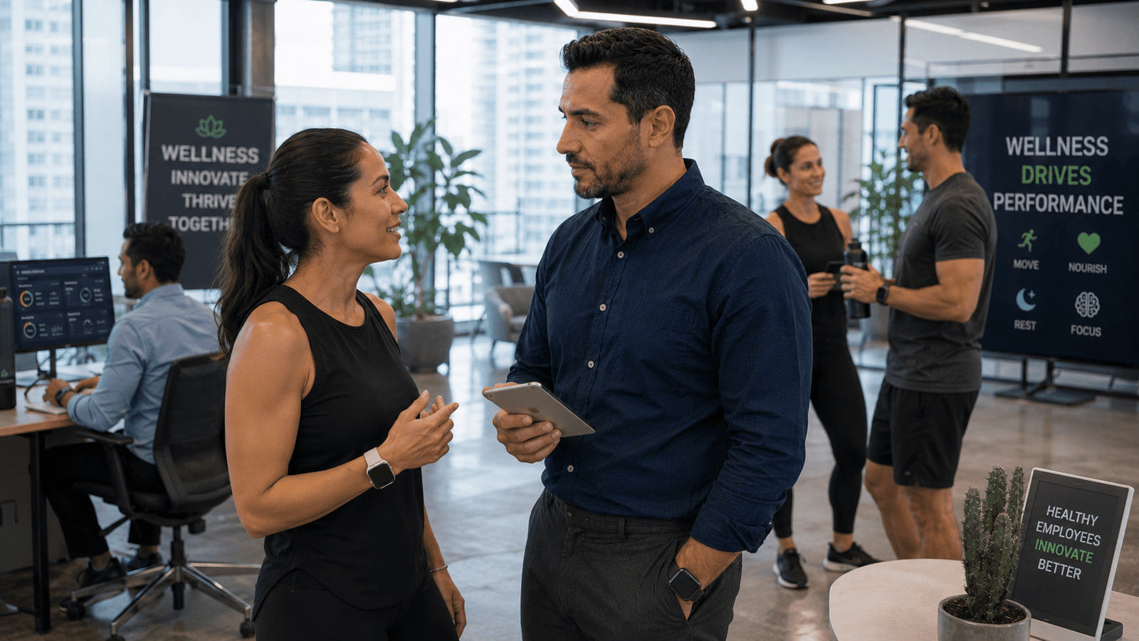 Technology enabled workplace wellness environment supporting employee health and productivity