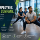 Employees participating in group fitness workouts inside a modern workplace wellness program