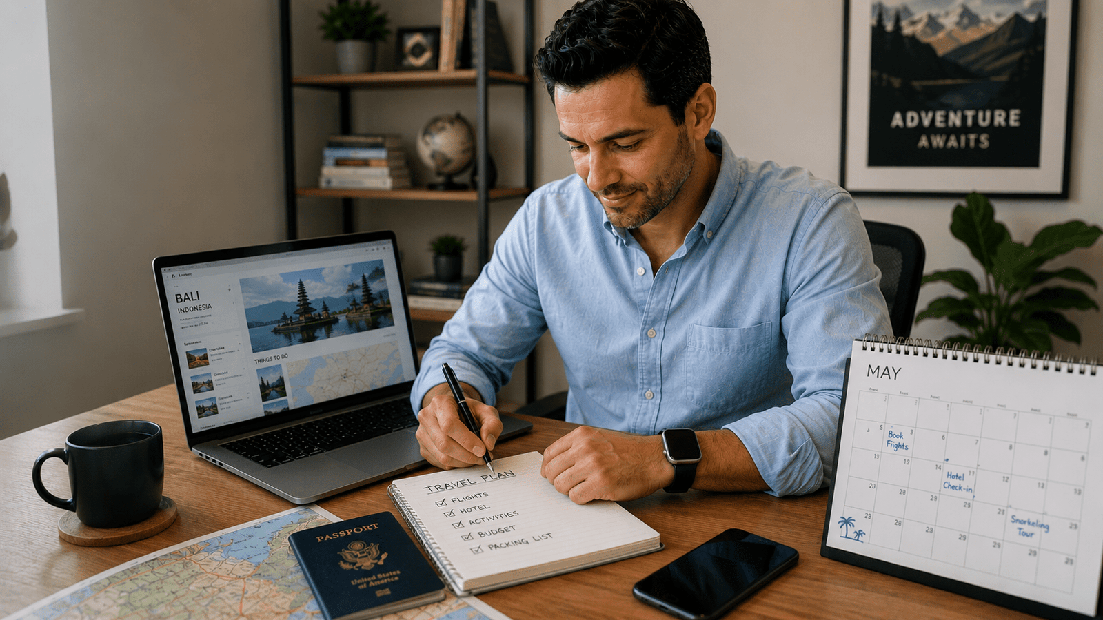 Professional creating a simple and organized travel planning process