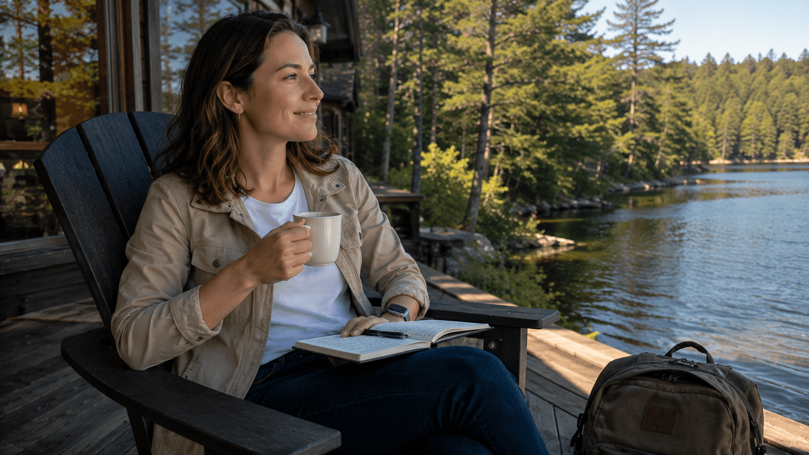 Busy professional enjoying a relaxing weekend trip away from work responsibilities